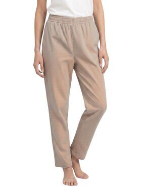 100% Cotton Straight-Leg Pull-On Pants. Beige.